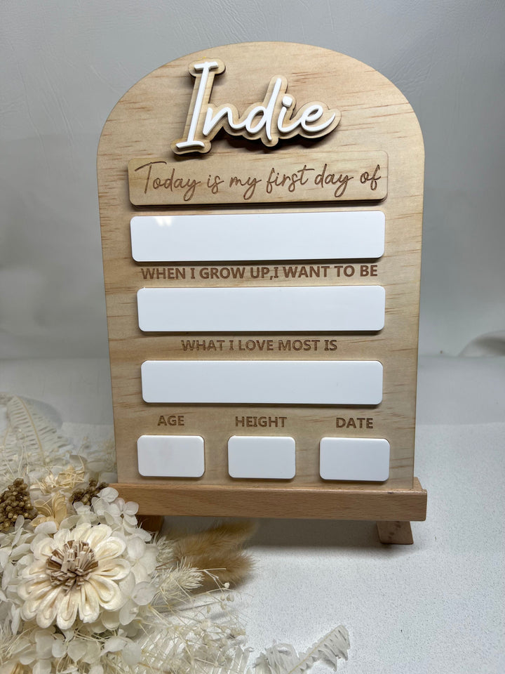 Back to school first/last day personalised board