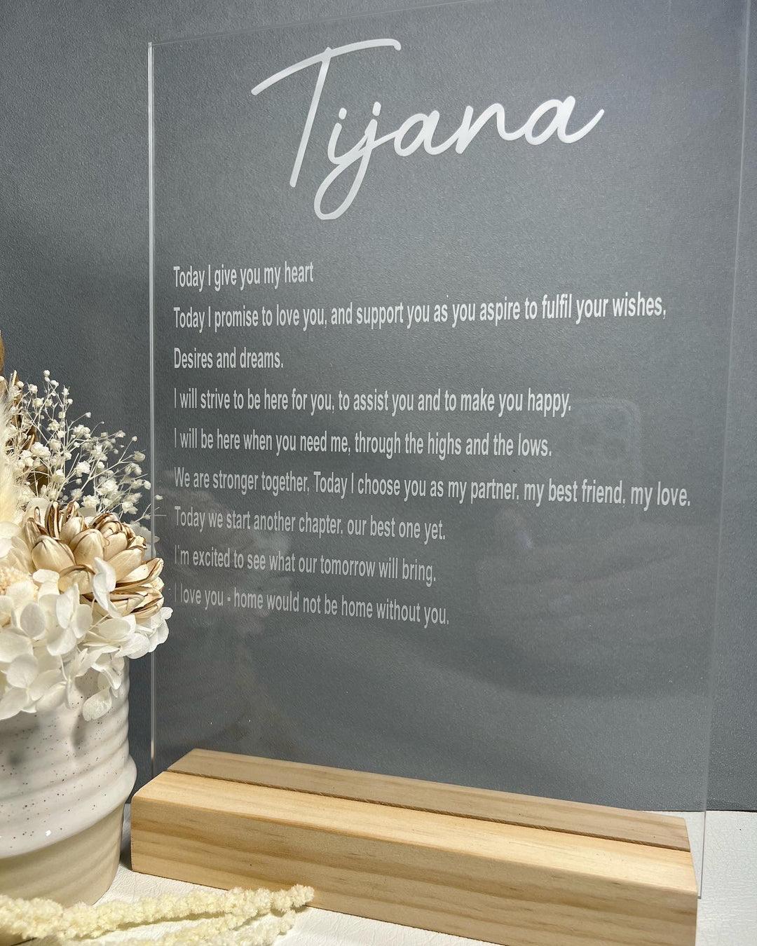 Clear Acrylic Wedding Vows Sign