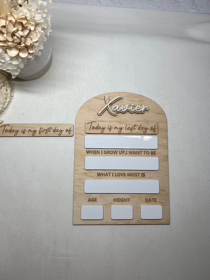 Back to school first/last day personalised board