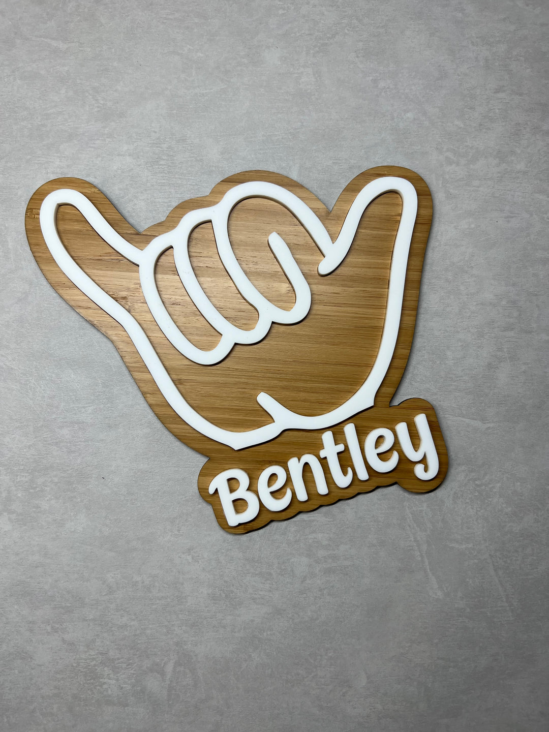 Personalised name signs (Shaka, Rocker, Gamer Peace + Soccer Ball)