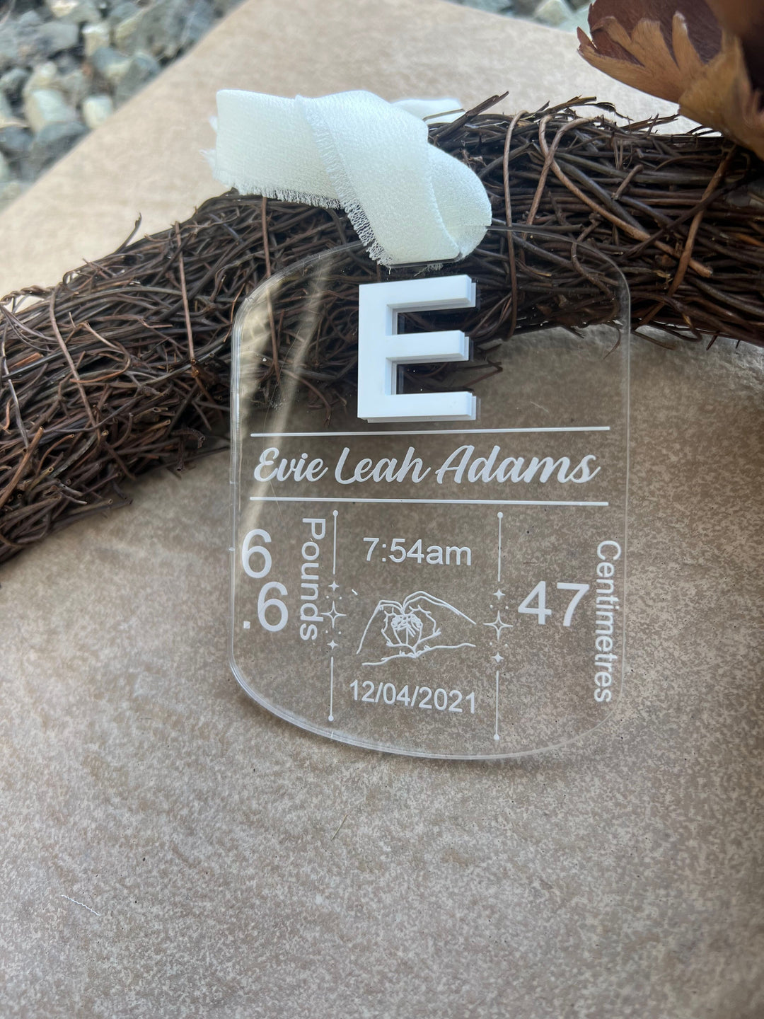 Personalised keepsake ornament - Birth details