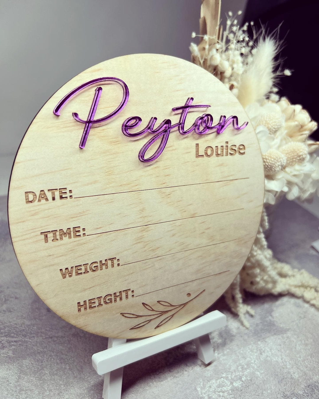 Personalised Baby Announcement - Acrylic name