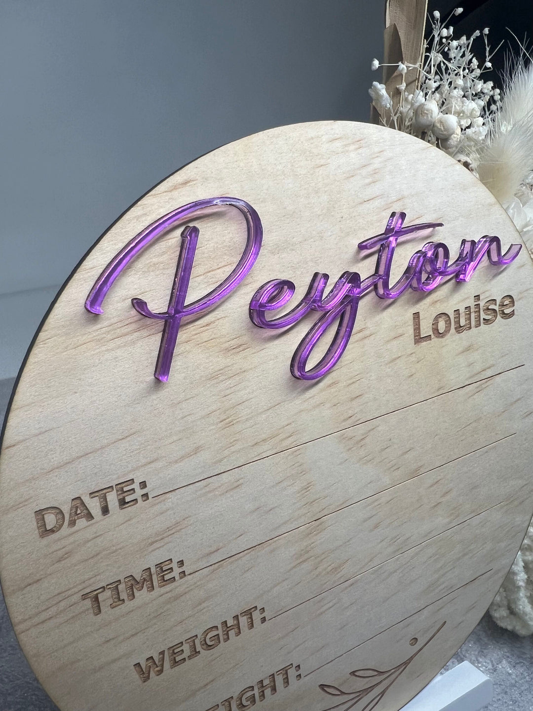 Personalised Baby Announcement - Acrylic name