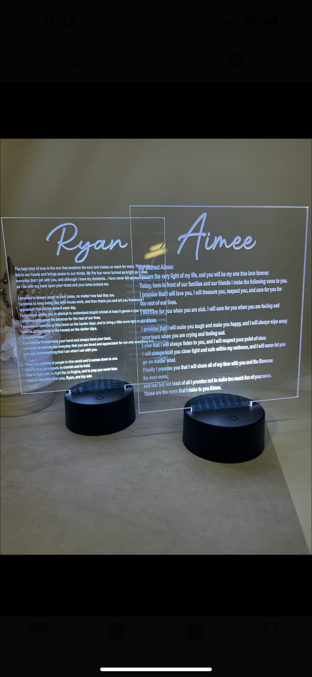 Clear Acrylic Wedding Vows Sign