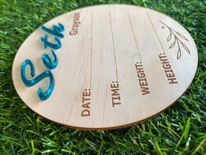 Personalised Baby Announcement - Acrylic name
