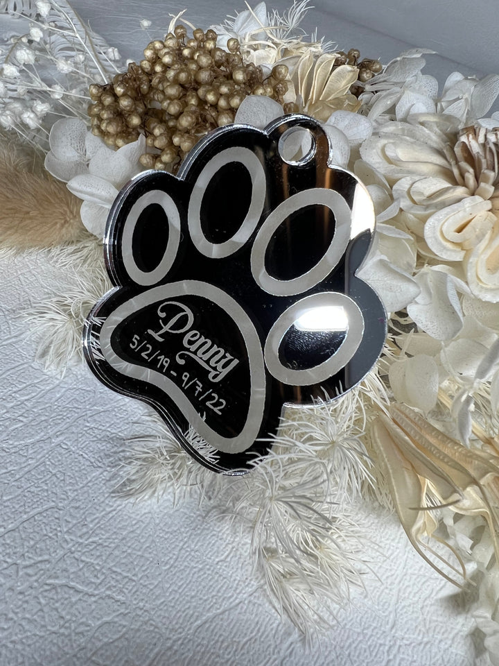 Pet Paw Memorial Mirror Ornament