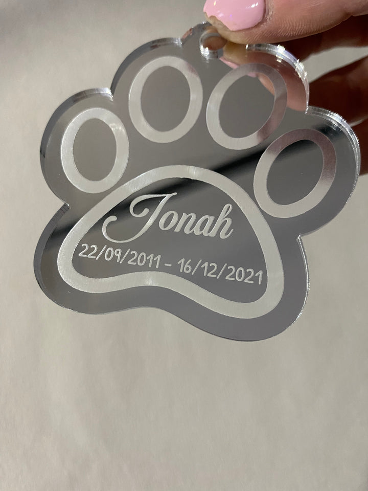 Pet Paw Memorial Mirror Ornament