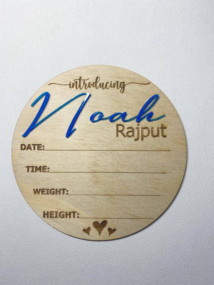 Personalised Baby Announcement - Acrylic name