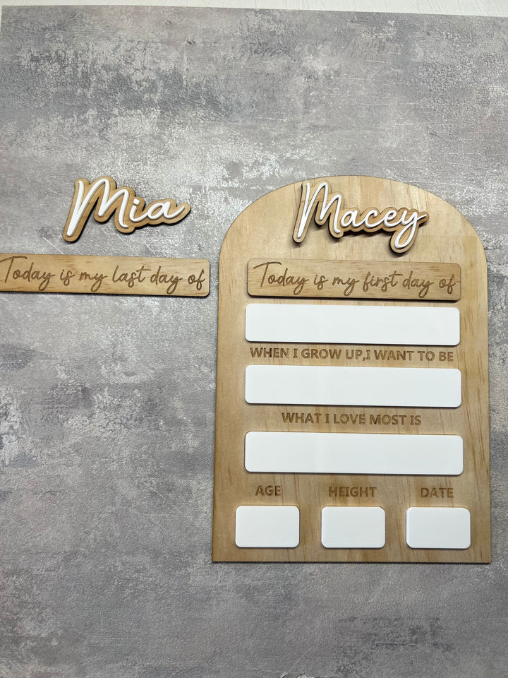 Back to school first/last day personalised board