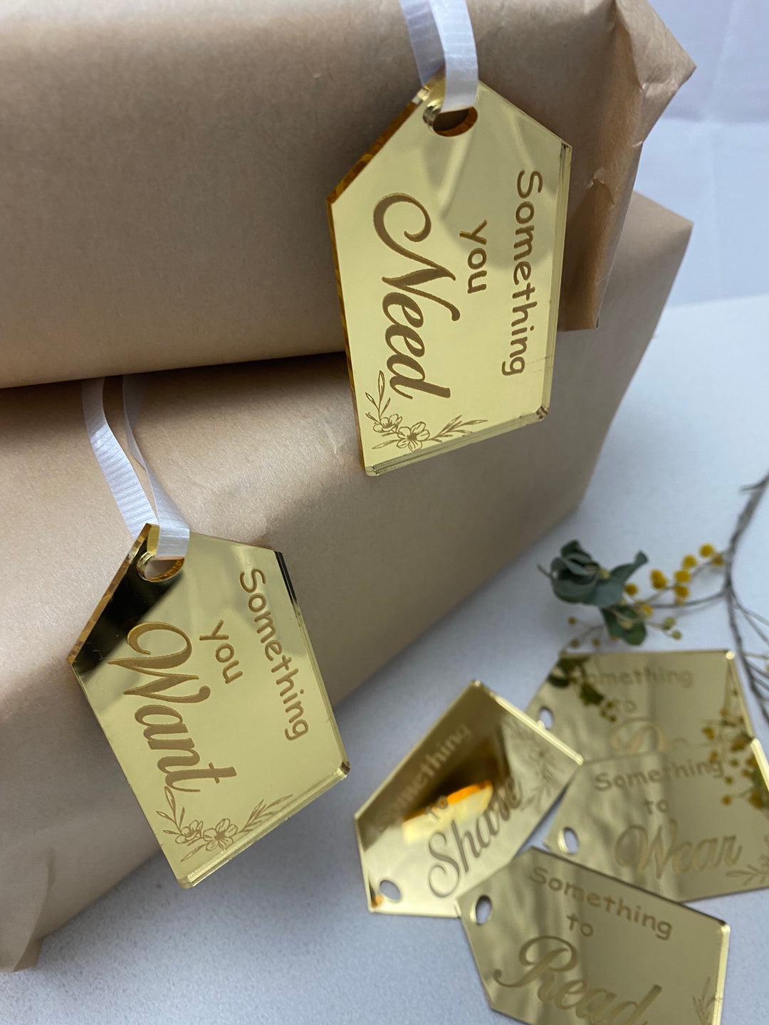 Want Need Wear Share set reusable personalised gift tags - Christmas, Easter, Birthday