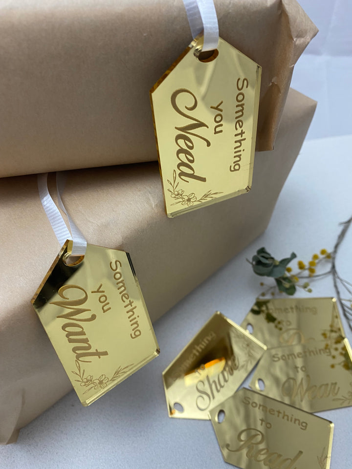Want Need Wear Share set reusable personalised gift tags - Christmas, Easter, Birthday