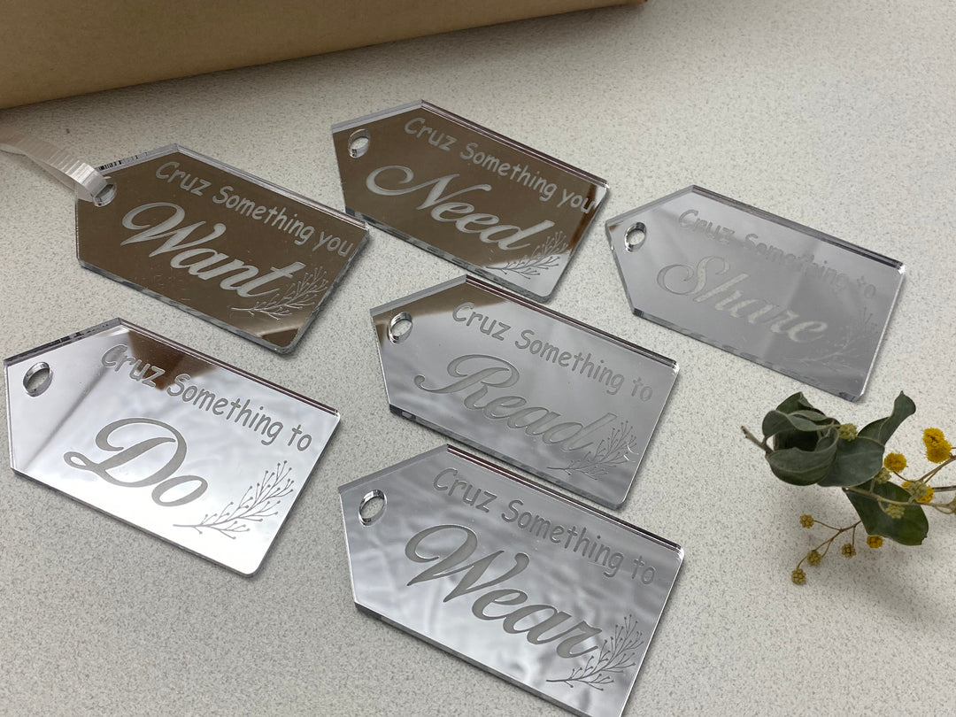 Want Need Wear Share set reusable personalised gift tags - Christmas, Easter, Birthday