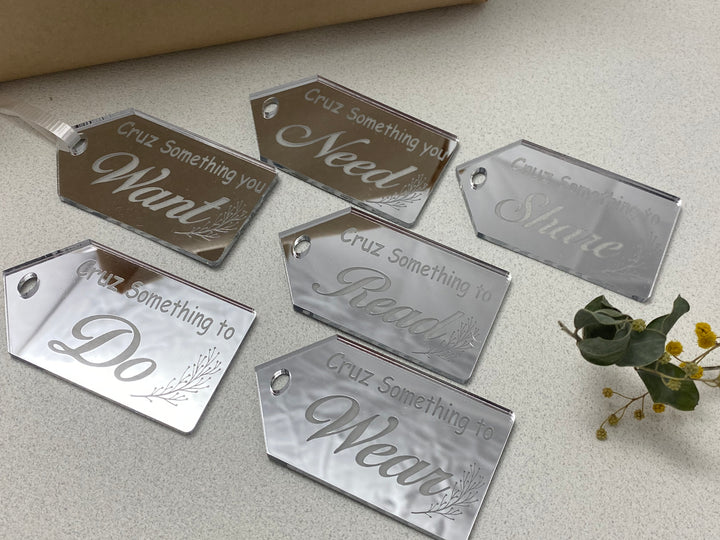 Want Need Wear Share set reusable personalised gift tags - Christmas, Easter, Birthday