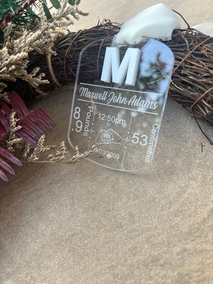 Personalised keepsake ornament - Birth details
