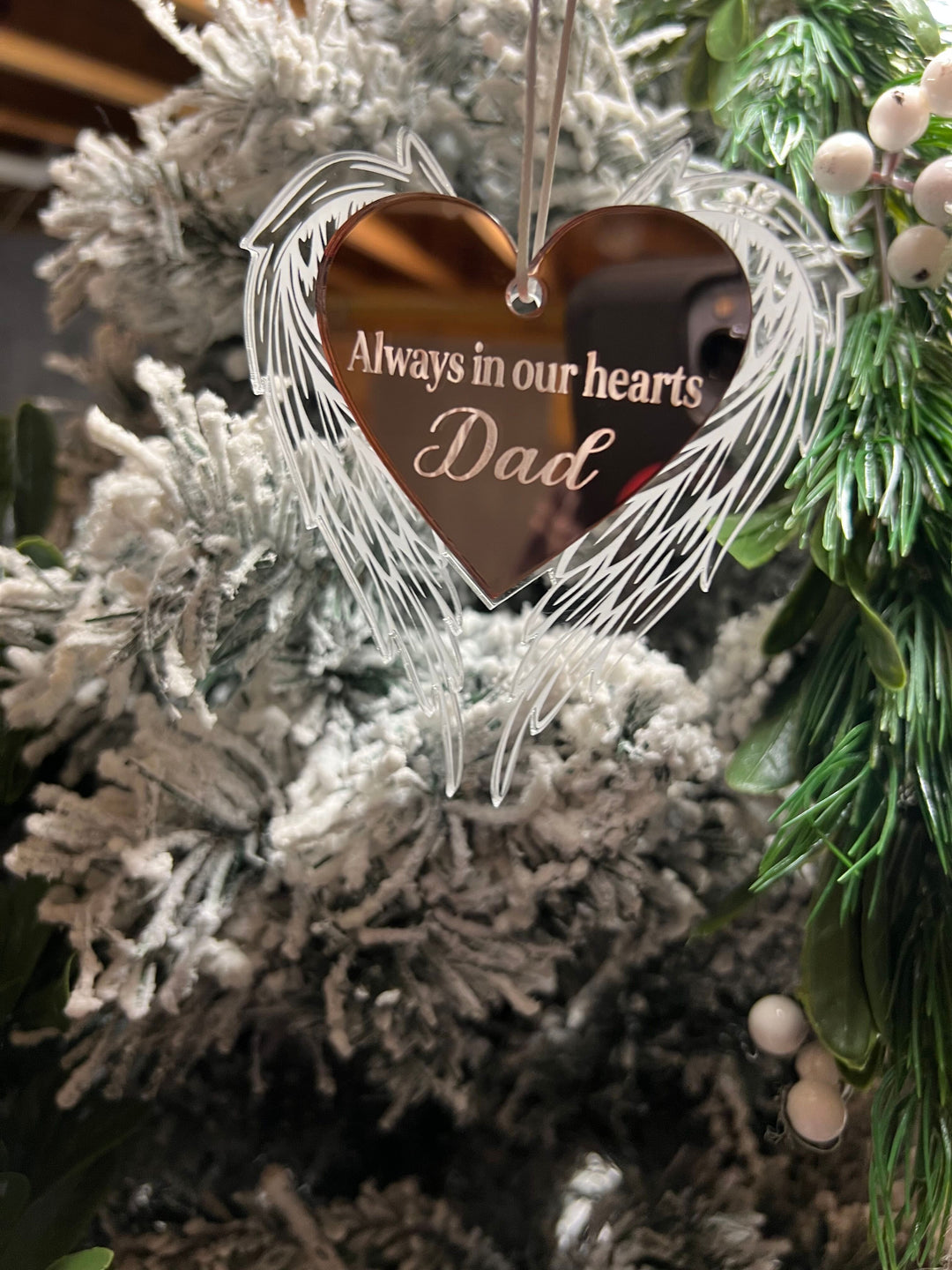 Personlised Memorial Angel Wings Christmas Ornament