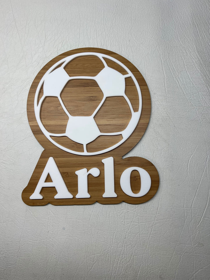 Personalised name signs (Shaka, Rocker, Gamer Peace + Soccer Ball)