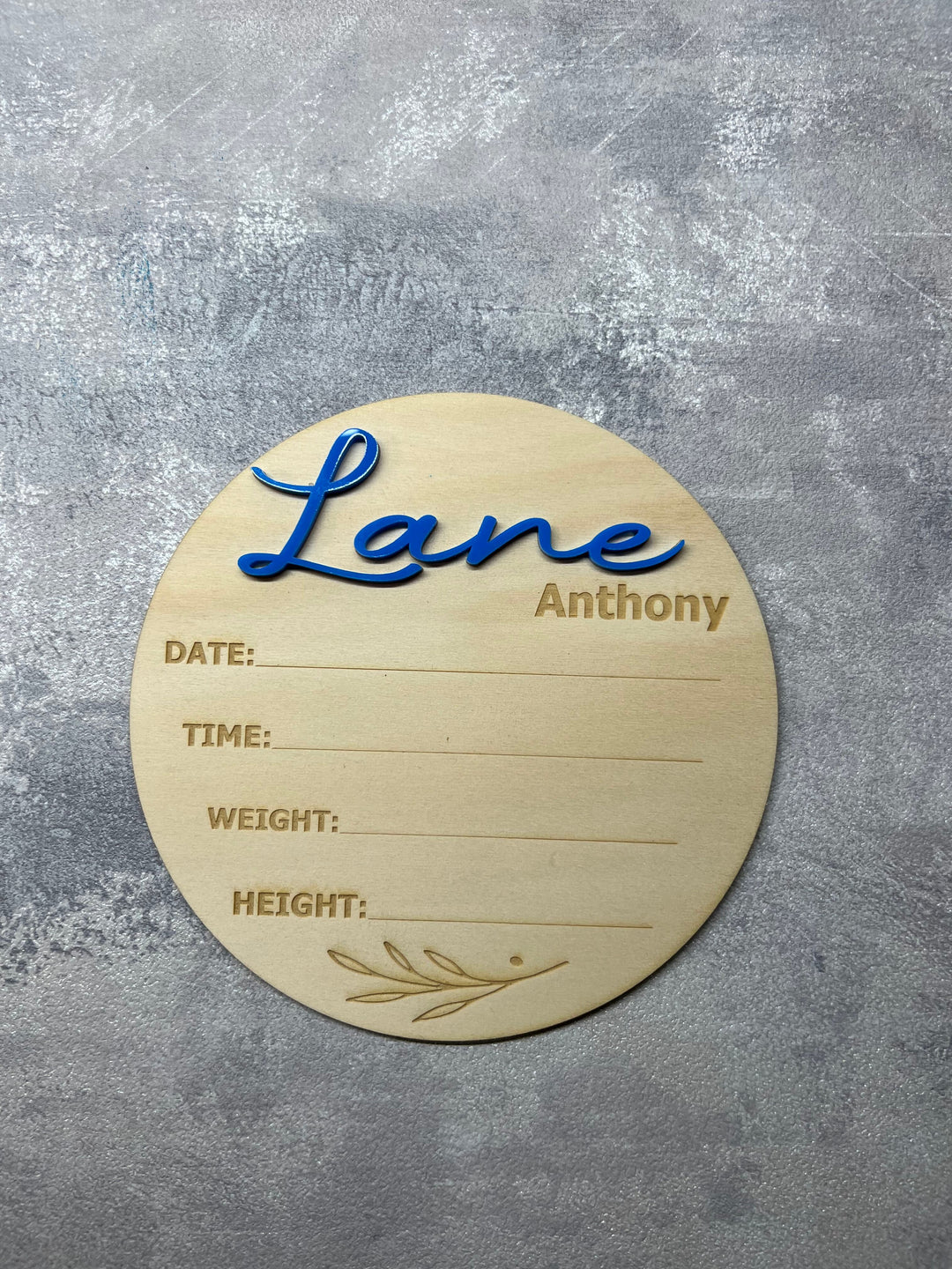 Personalised Baby Announcement - Acrylic name