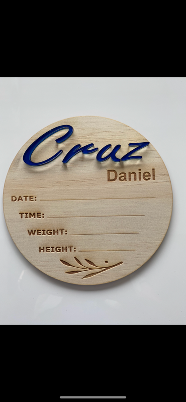 Personalised Baby Announcement - Acrylic name